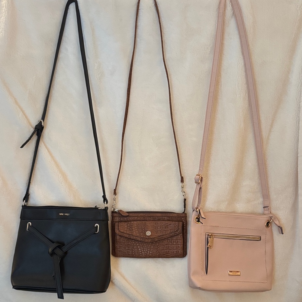 Black, Brown, and pink Crossbody  Women's Bags Set cover all your colors.